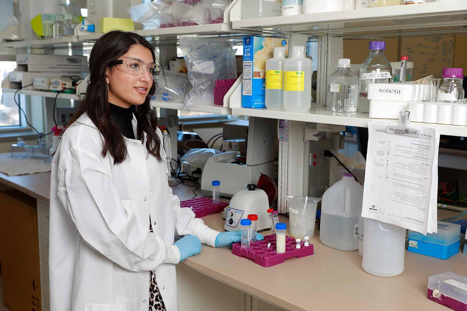 female student in the lab