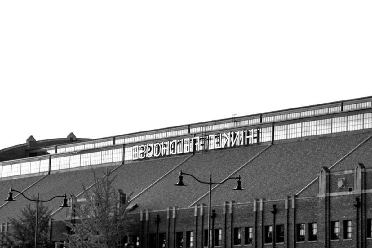Hinkle Fieldhouse in black and white